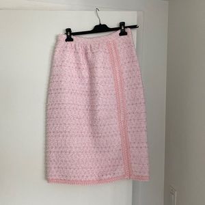 Designer midi tweed skirt baby pink